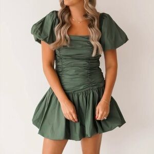 Green Puff Sleeve Dress
